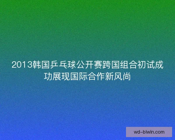 2013韩国乒乓球公开赛跨国组合初试成功展现国际合作新风尚